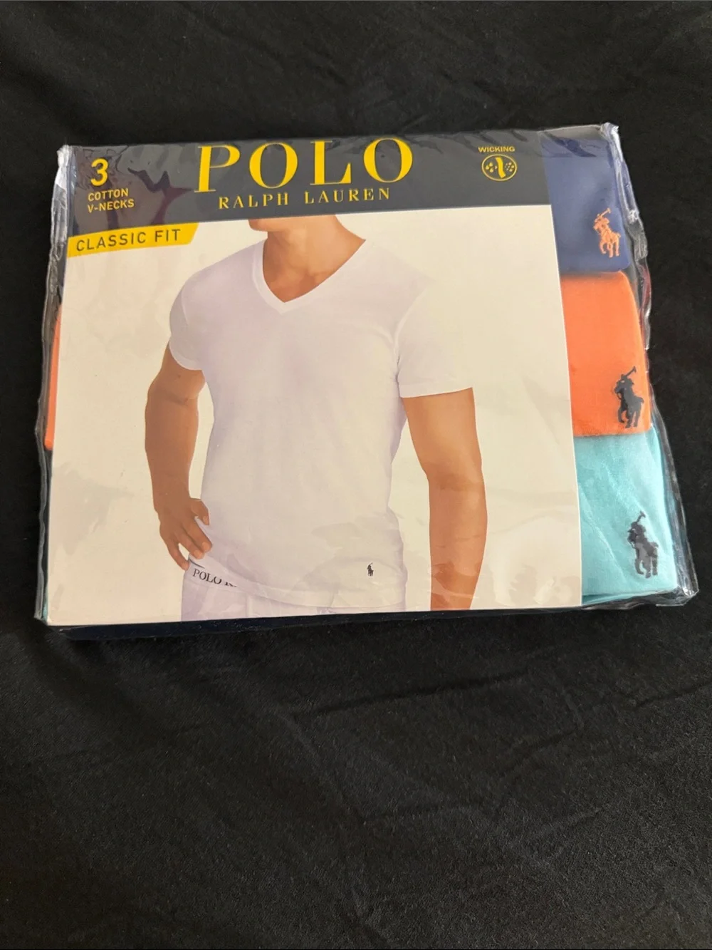 Polo by Ralph Lauren Men’s 3-Pack V-Neck Tees - blue ,orange, Teal